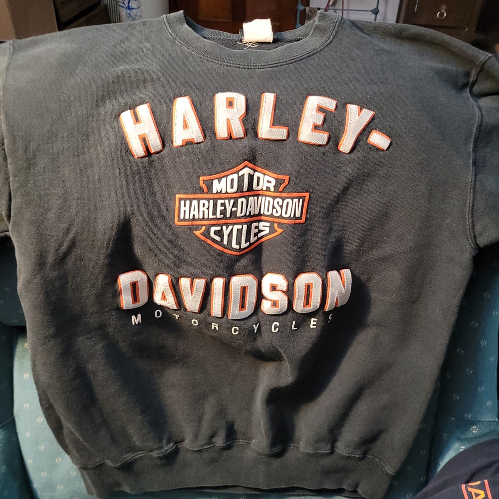 Harley-Davidson Dark Gray and Orange Crewneck Sweater